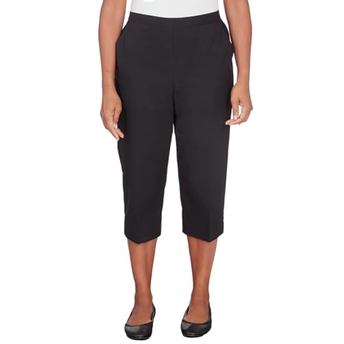 Alfred Dunner Women's Classics Neutrals Pull On Button Hem Twill Capri Pant