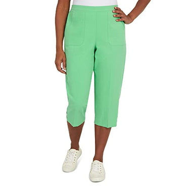 Alfred Dunner Women’s Criss Cross Structured Capri Pants Green