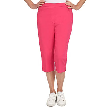 Alfred Dunner Women's Hot Allure Clamdigger Pants Pink Cropped Capri