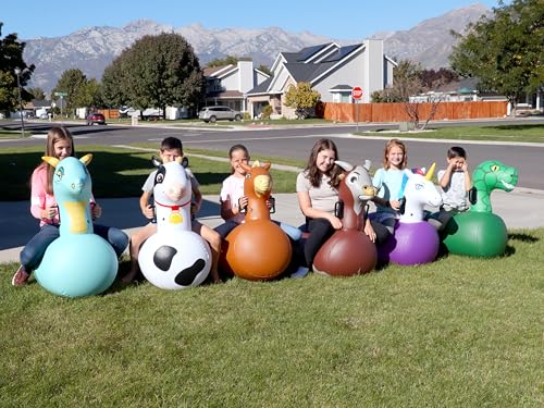 Hearthsong Hop N Go Inflatable Riding Bouncy Hopping Toys for Kids Ages 5+ - Ride On Bouncer Animal Hopper Jumping Toys for Outdoor Games