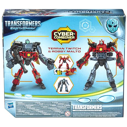 Transformers EarthSpark Cyber-Combiner Terran Twitch and Robby Malto Robot Action Figures, Interactive Toys for Boys and Girls Ages 6 and Up