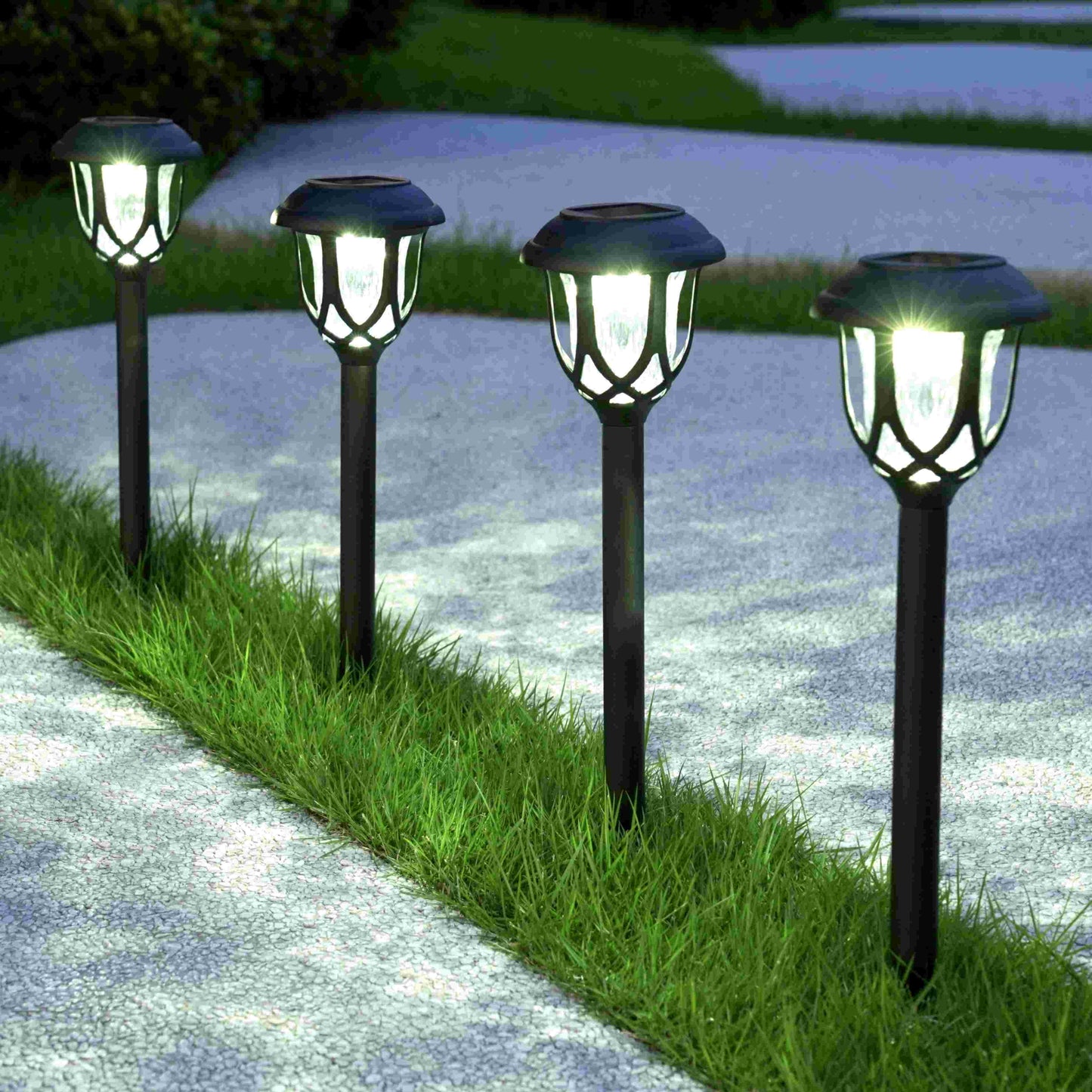 10 Pack Solar Lights Outdoor Decorative, Solar Pathway Lights Outdoor, Solar Powered Garden Yard Lights for Walkway Sidewalk Driveway. (Matte Black, Cool White)