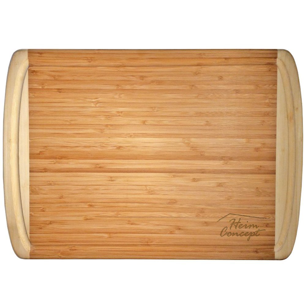 Heim Concept Organic Bamboo Large Cutting Board with End Groove, Beige