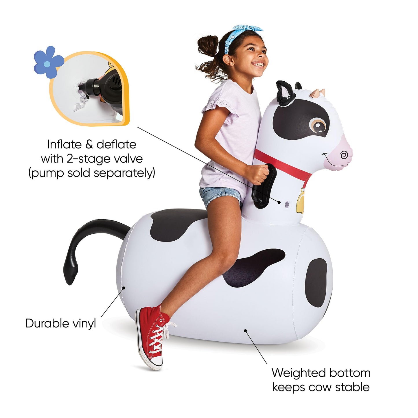 Hearthsong Hop N Go Inflatable Riding Bouncy Hopping Toys for Kids Ages 5+ - Ride On Bouncer Animal Hopper Jumping Toys for Outdoor Games