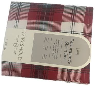 Holiday Plaid Sheet Set Twin/Twin XL 400 Thread Count Threshold Bedding Set – Green & Red