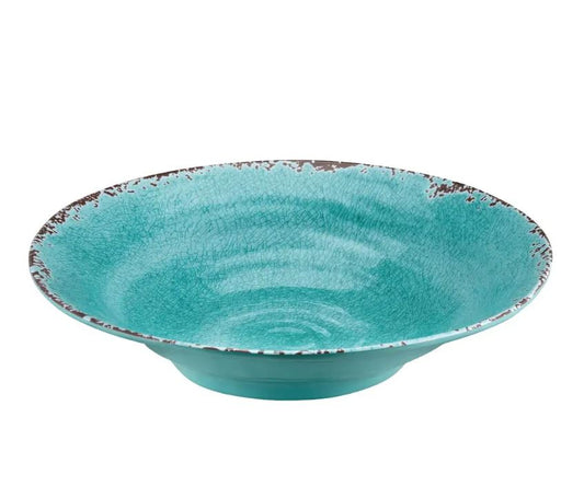Crackle Turquoise Melamine Bowl Large 16" Round Serving Bowl