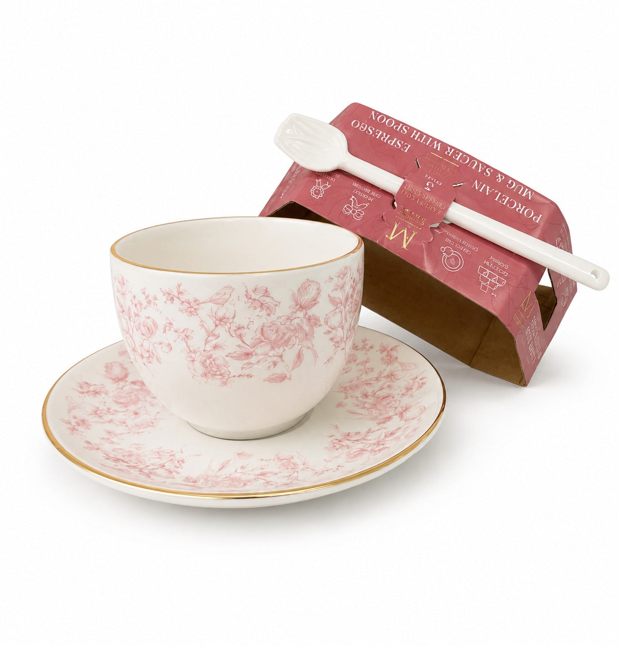 CORE HOME Garden Toile 3-Piece 8 oz Espresso Set