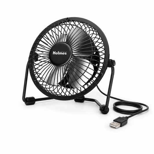 Holmes 4-Inch USB-Powered Adjustable Personal Desk Fan – Black