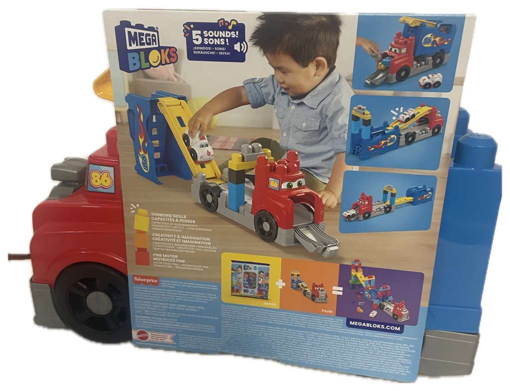 MEGA BLOKS First Builders Toddler Blocks Toy Set – Build & Race Rig with Sounds & Storage