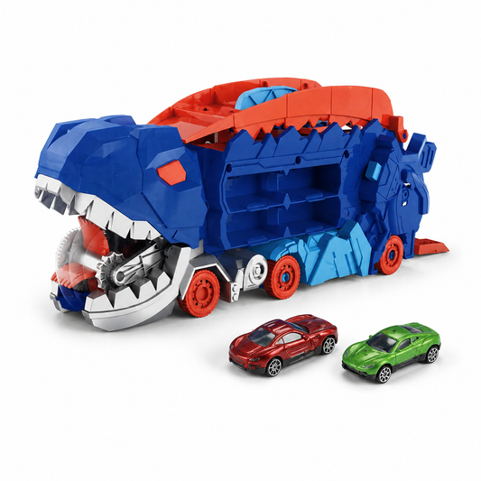 TonoYao Dinosaur Deformation Car & Racing Track Playset with 2 Alloy Cars