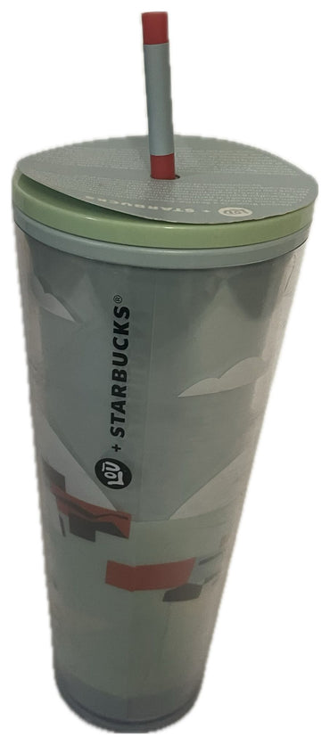 Starbucks Winter FY24 Damon Foil Cold Cup 24oz – Venti Reusable Tumbler with Straw