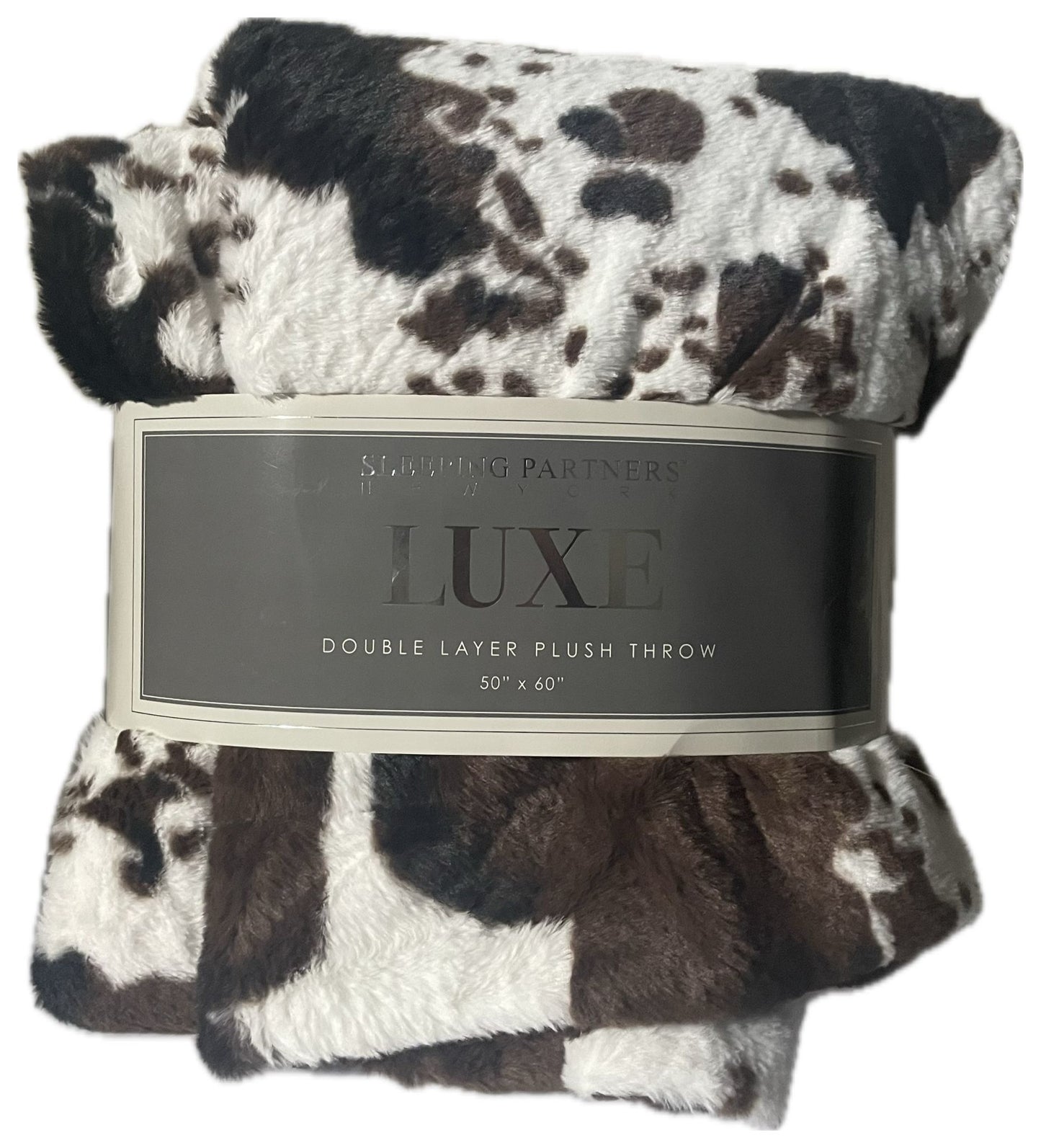 Tadpoles Double Layer Throw Blanket - Sherpa Cowhide Print, 50 X 60