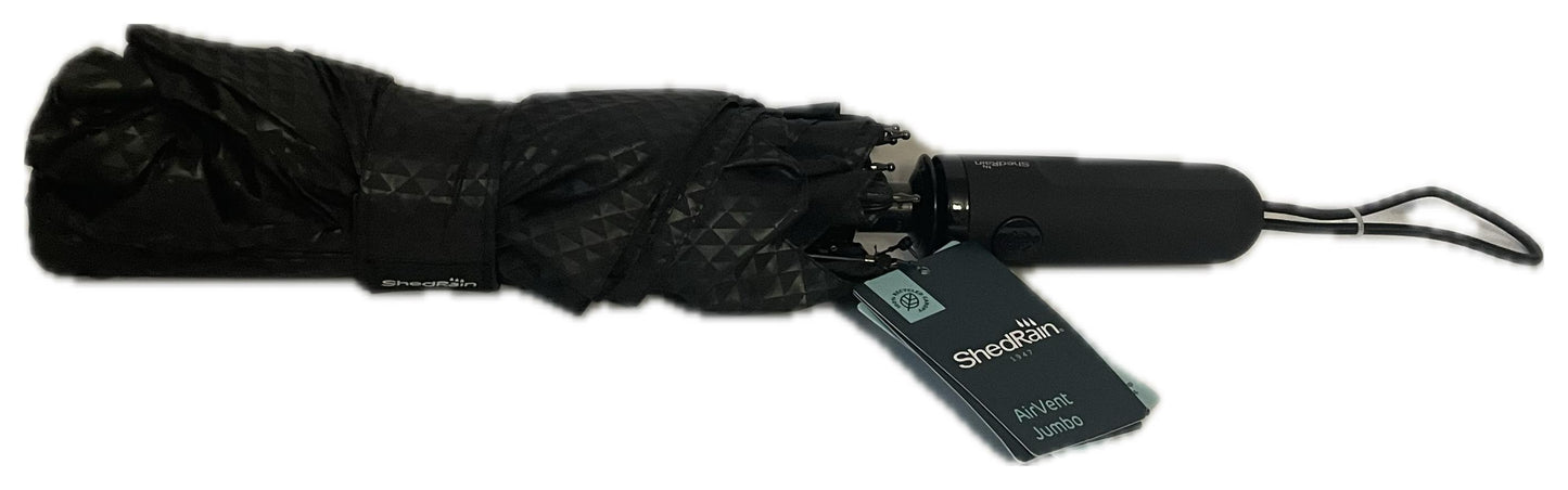 ShedRain Jumbo Auto Open/Close Compact Umbrella – Black, 54" Span