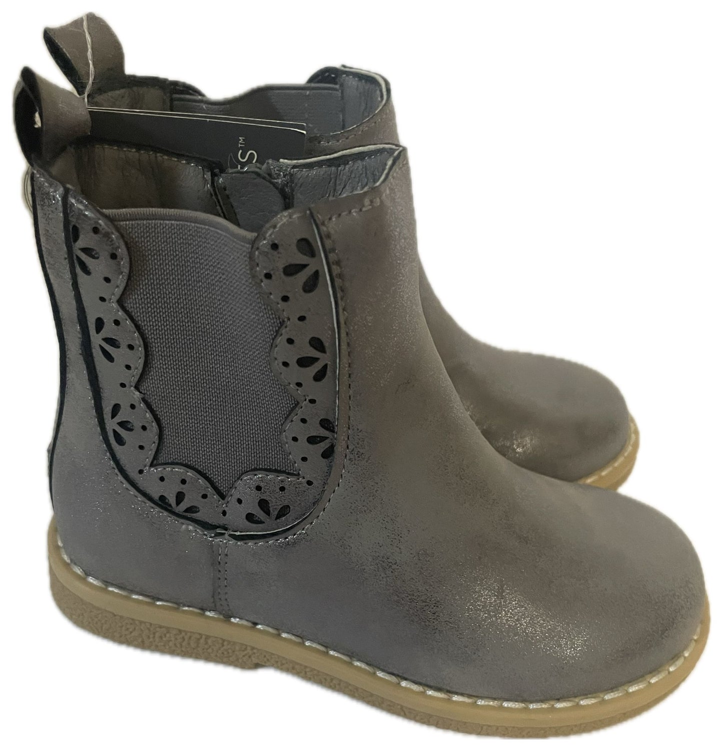 Modern Moments by Gerber Infant & Toddler Girls Metallic Dark Grey Chelsea Boots