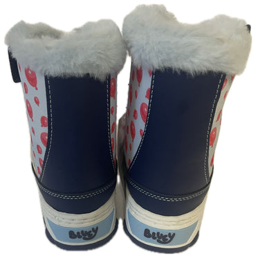 Bluey Toddler Winter Boots with Faux Fur Trim, Water-Resistant Snow Boots