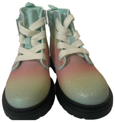 Cat & Jack Toddler Girls’ Amaya Combat Boots, Rainbow Ombre Lace-Up