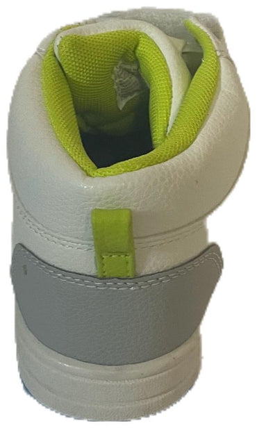 Toddler Kids White Velcro Sneakers with Blue Sole, Lightweight Casual Shoes