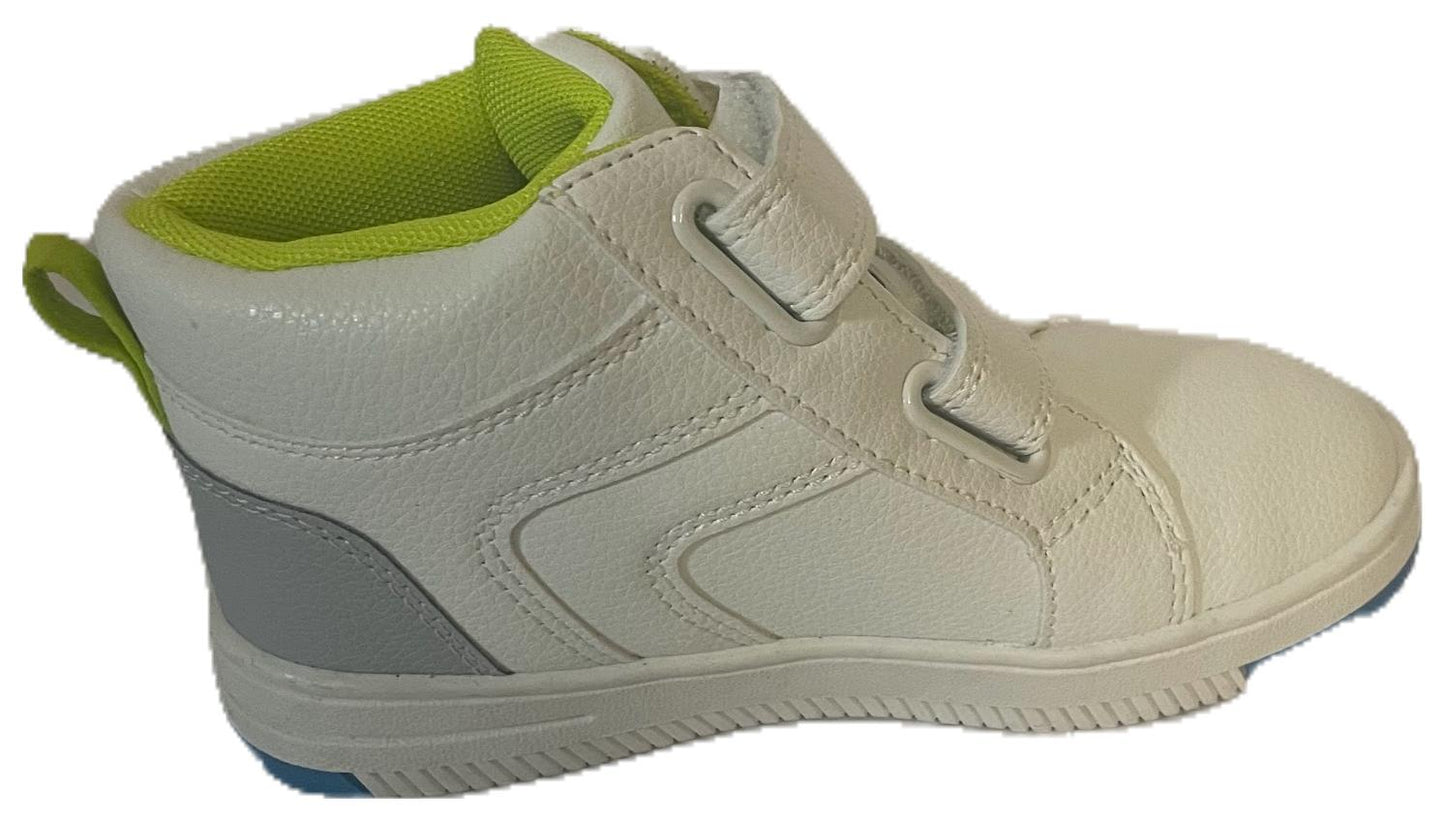 Toddler/Kids’ White Velcro Strap Sneakers with Blue Sole