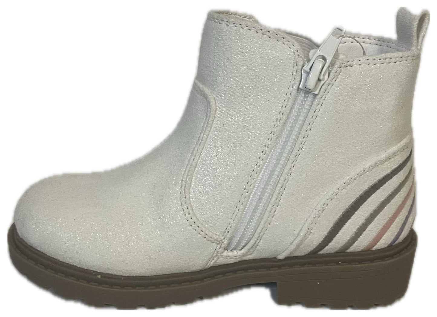 Wonder Nation Toddler Girls Rainbow Embroidered Chelsea Booties, Cream (Size 10)