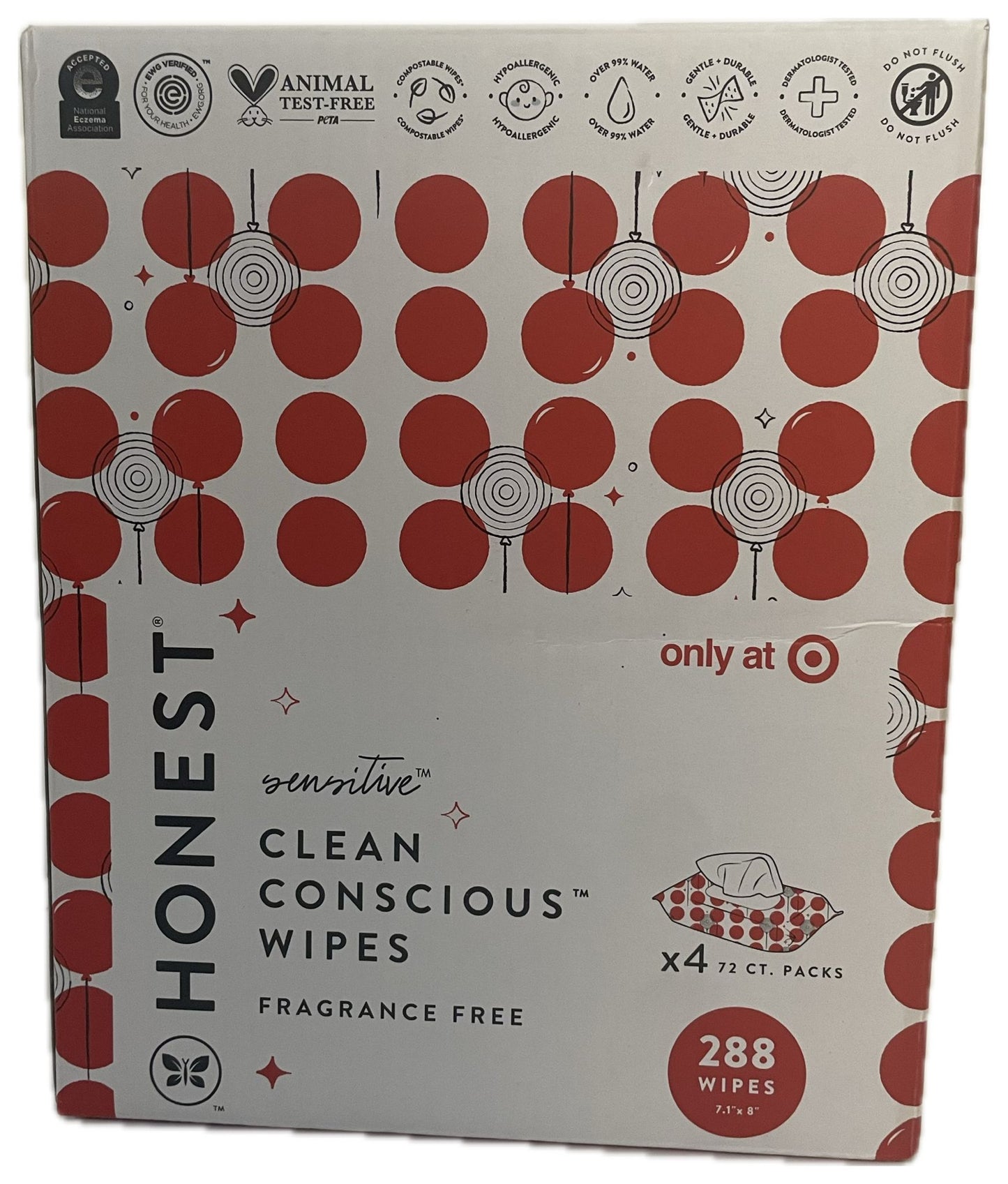 The Honest Company Plant-Based Baby Wipes - RED-y to Celebrate - 288ct