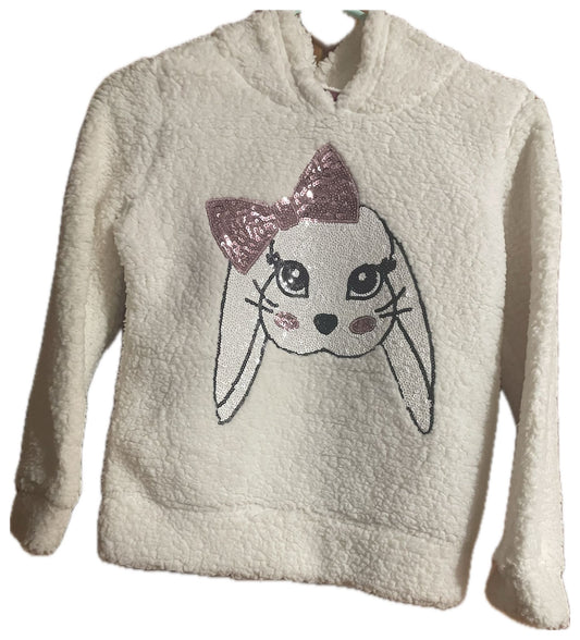 Miss Chievous Girls Sequin Critter Plush Faux Shearling Hoodie, Sizes 4–8