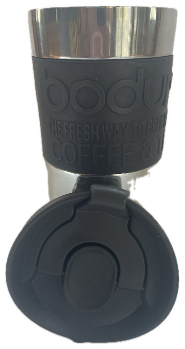 Bodum 12 oz Vacuum Insulated Stainless Steel Travel Mug, Dark Roast