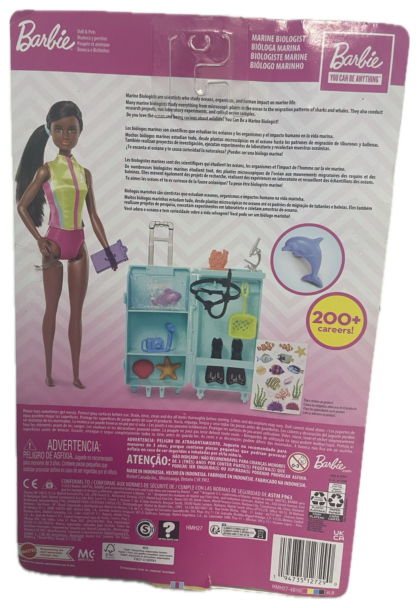 Barbie Marine Biologist Doll and Accessories Mobile Lab Playset with Brunette Doll