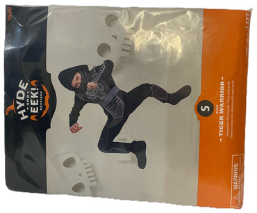 Hyde & Eek! Kids Tiger Warrior Ninja Halloween Costume Jumpsuit Set with Hood & Sash