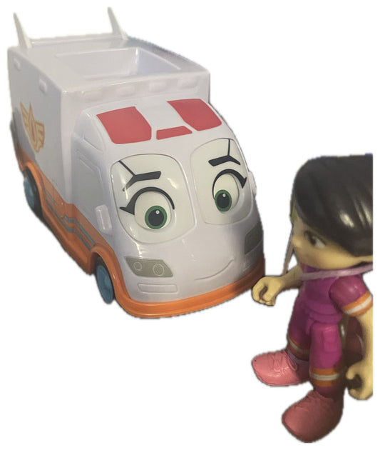 Disney Junior Firebuds Violet & Axl Action Figure + Ambulance Toy