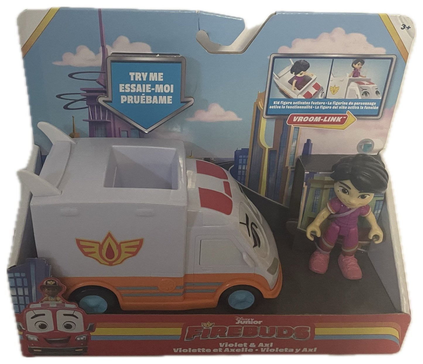 Disney Junior Firebuds Violet & Axl Action Figure + Ambulance Toy