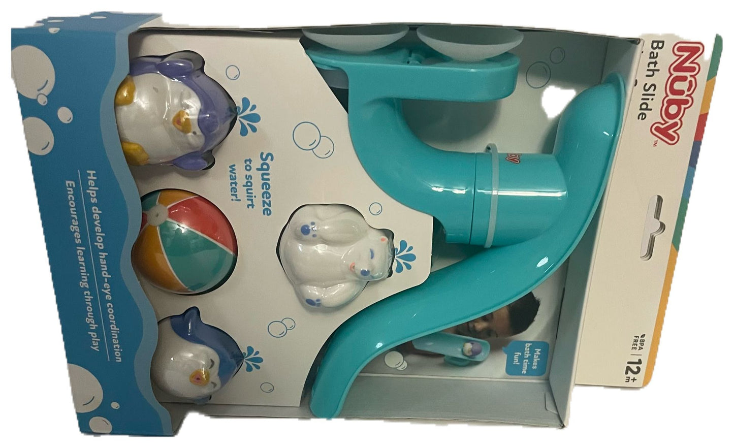 Nuby Penguin Slide Bath Toy for Baby 5-Piece Bath Set