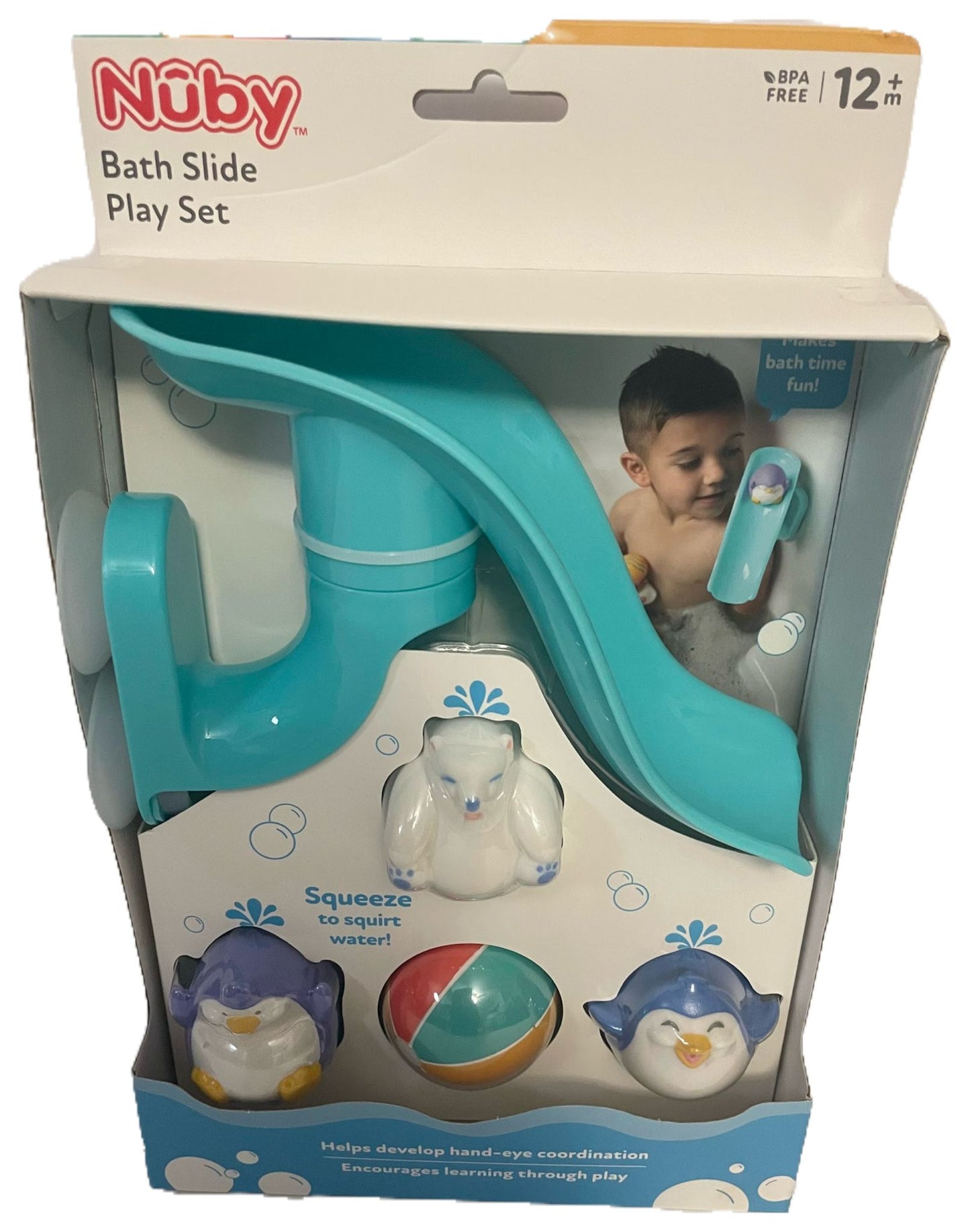 Nuby Penguin Slide Bath Toy for Baby 5-Piece Bath Set