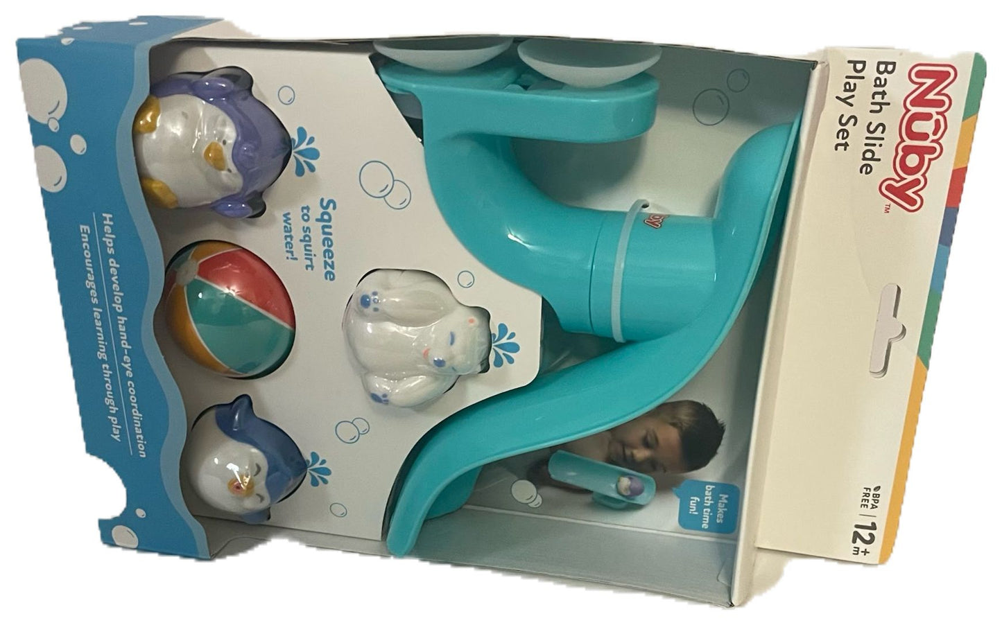 Nuby Penguin Slide Bath Toy for Baby 5-Piece Bath Set