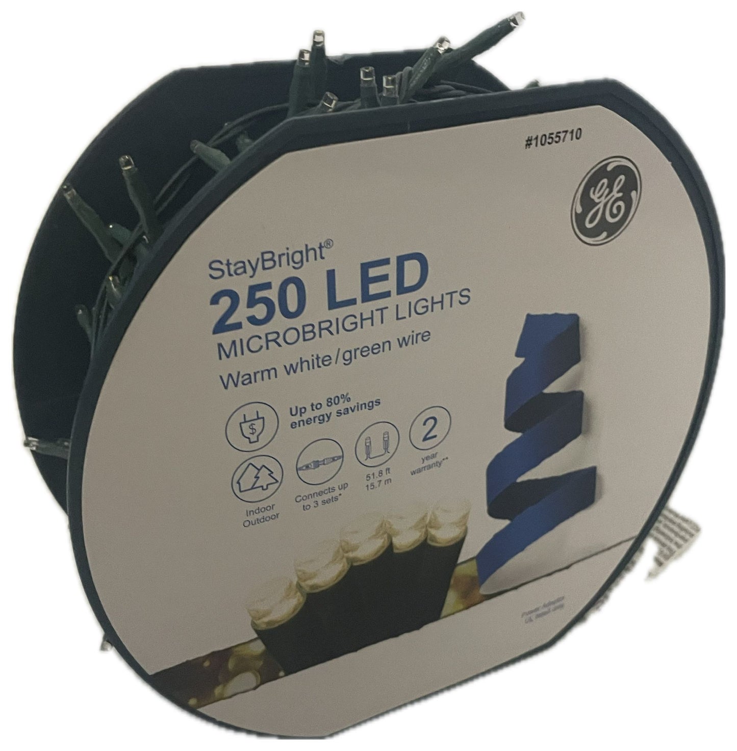 GE Stay Bright 250-Count 51.8-ft Warm White LED Plug-in Christmas String Lights 93196