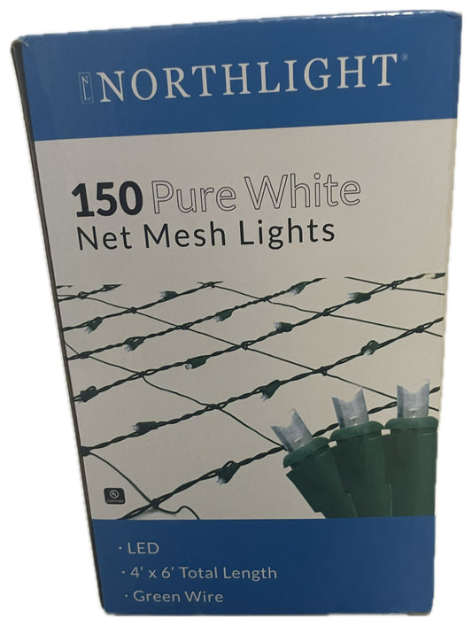 4 Ft. X 6 Ft. Pure White LED Net Style Christmas Lights with Green Wire