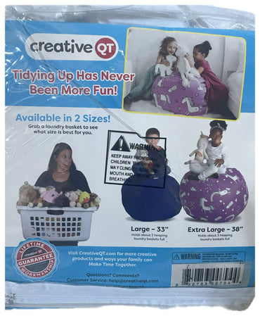 Creative QT Stuff 'n Sit Large Bean Bag Storage Cover for Stuffed Animals 33 Inch