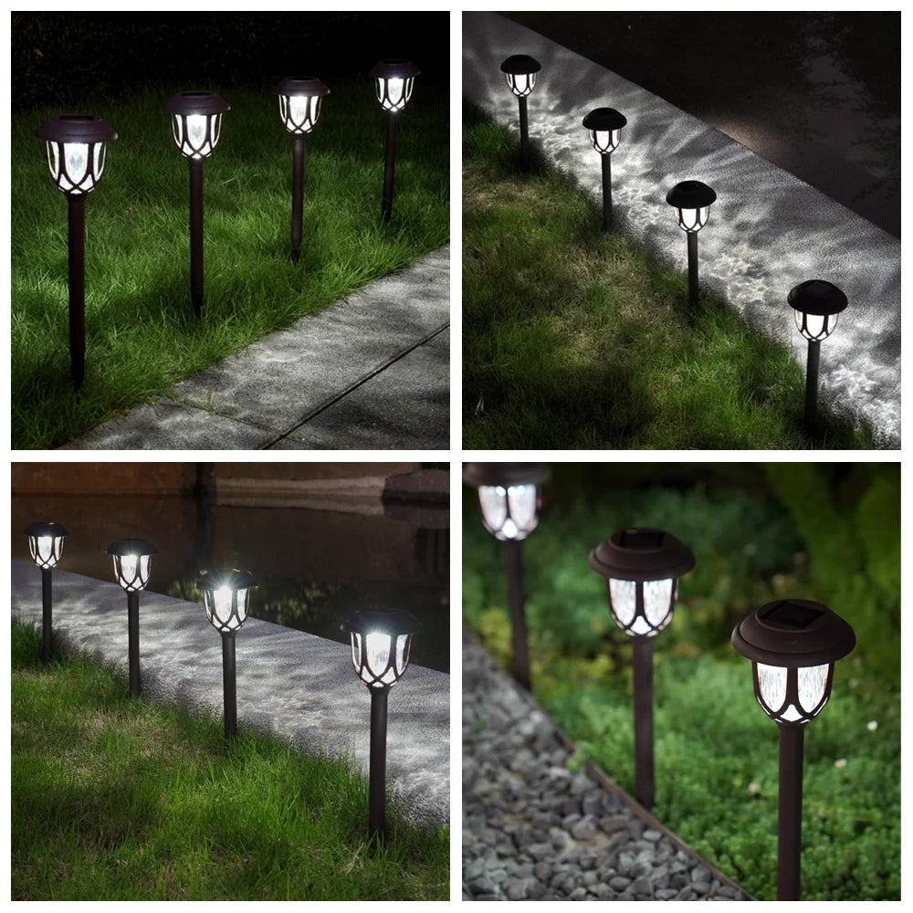 10 Pack Solar Lights Outdoor Decorative, Solar Pathway Lights Outdoor, Solar Powered Garden Yard Lights for Walkway Sidewalk Driveway. (Matte Black, Cool White)