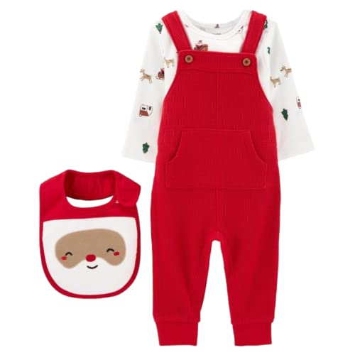 Carter's Christmas/Santa Themed 3 Piece Romper, T-shirt, Bib Set