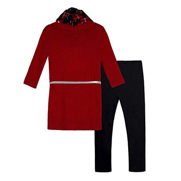 Amy Byer Girls Sweater Leggings Set with Scarf & Belt Red 7–16