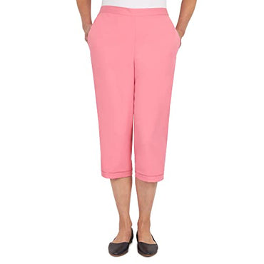 Alfred Dunner Women's Sweet Cut Out Capri Pants Casual Stretch Cropped Trousers