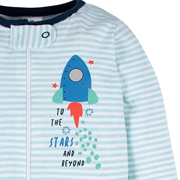 Gerber Baby Boys Future Space Explorer Footed Sleeper Blue Sleep 'N Play