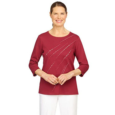 Alfred Dunner Women's Lightweight Floral Sweater 3/4 Sleeve Multi Size S