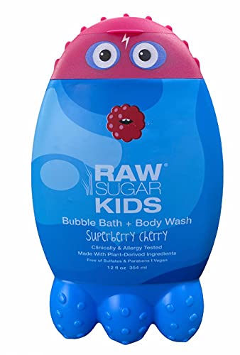 Raw Sugar Kids 2-in-1 Bubble Bath & Body Wash Superberry Cherry 12 oz