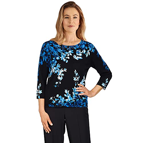 Alfred Dunner Women's Asymmetric Flowers Lightweight Sweater Size S Multi