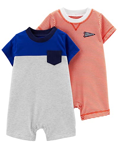 Carter's Baby Boy's 2 Pack Cotton Romper Creeper Set