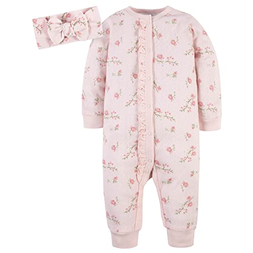Gerber baby-girls 4-piece Coveralls & Headband Sets