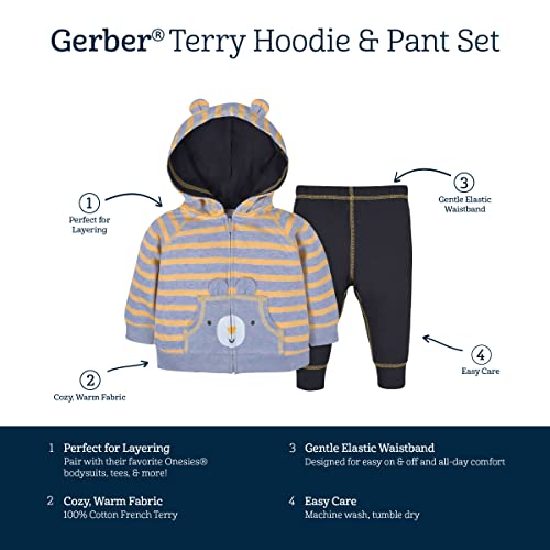 Gerber Baby Boys Toddler Zip Hoodie & Joggers Clothing Set