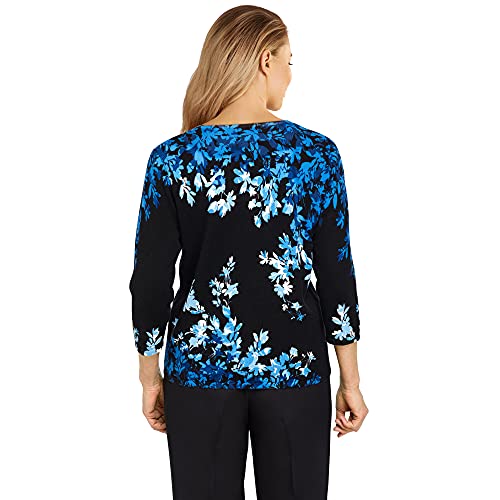 Alfred Dunner Women's Asymmetric Flowers Lightweight Sweater Size S Multi
