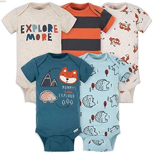 Gerber Baby Boy's 5-Pack Variety Onesies Bodysuits (6-9 Months, Cute Fox)