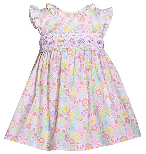 Bonnie Jean Girl's Easter Dress - Yellow Bunny Smocked Dress for Baby Toddler and Little Girls